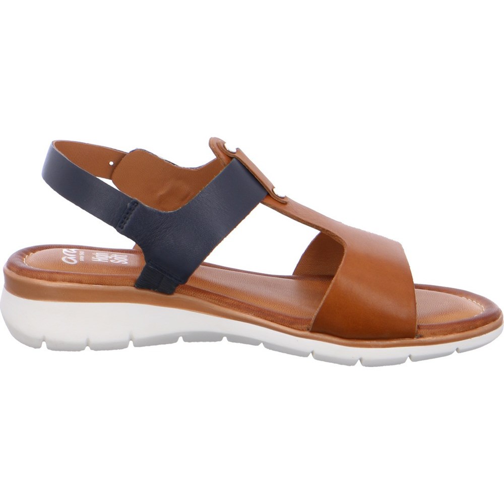 ARA Kreta cognac-blue Sandaler Dame Brune | SD9785012